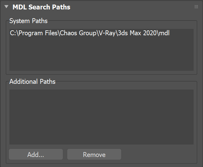 images/download/attachments/60097734/Max2020_VRay5_VRayMDLMtl_MDLSearchPath_rollout.png