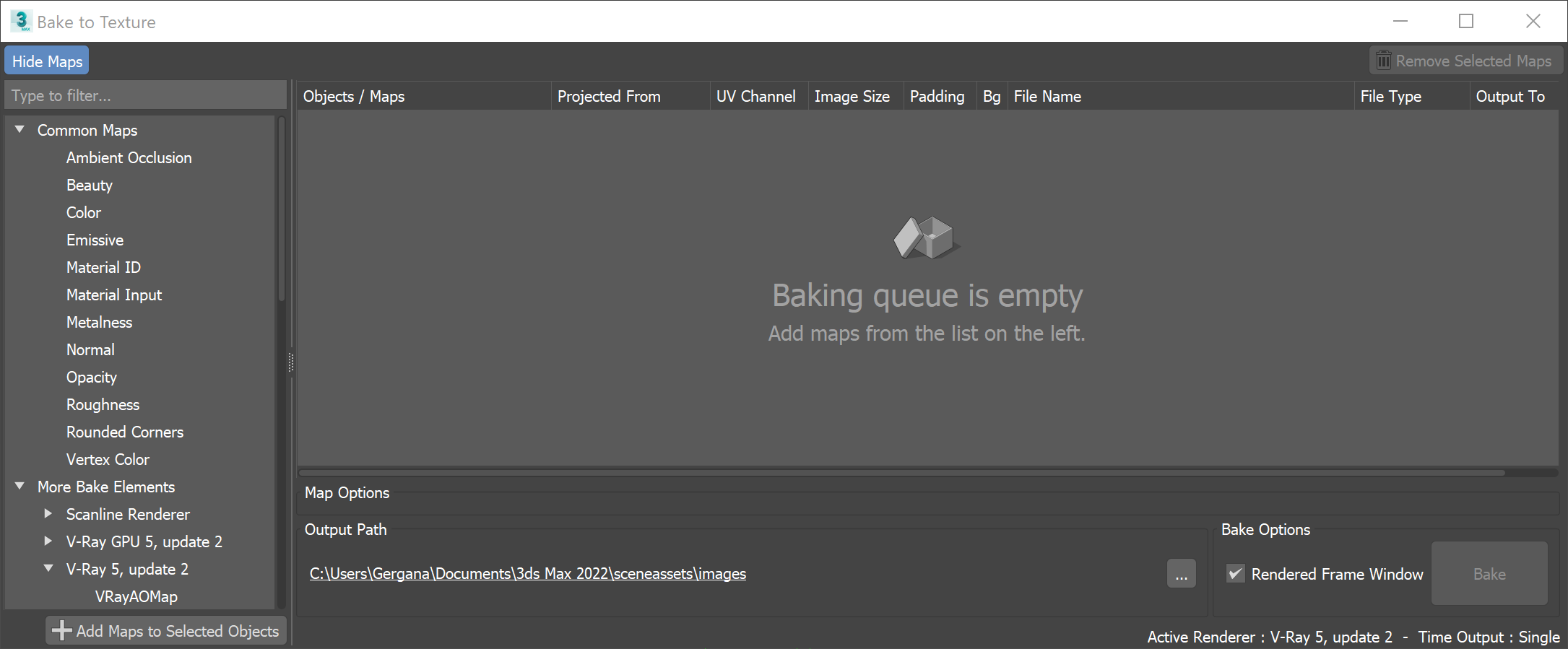images/download/attachments/60100635/Max2022_VRay5_Update2_BakeElements_BakeToTexture.png